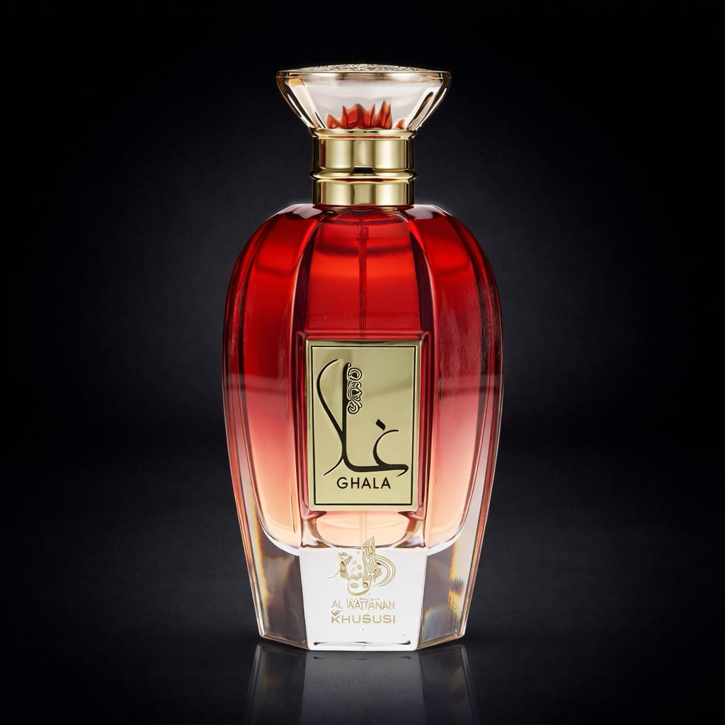 Detalhe dourado de perfume